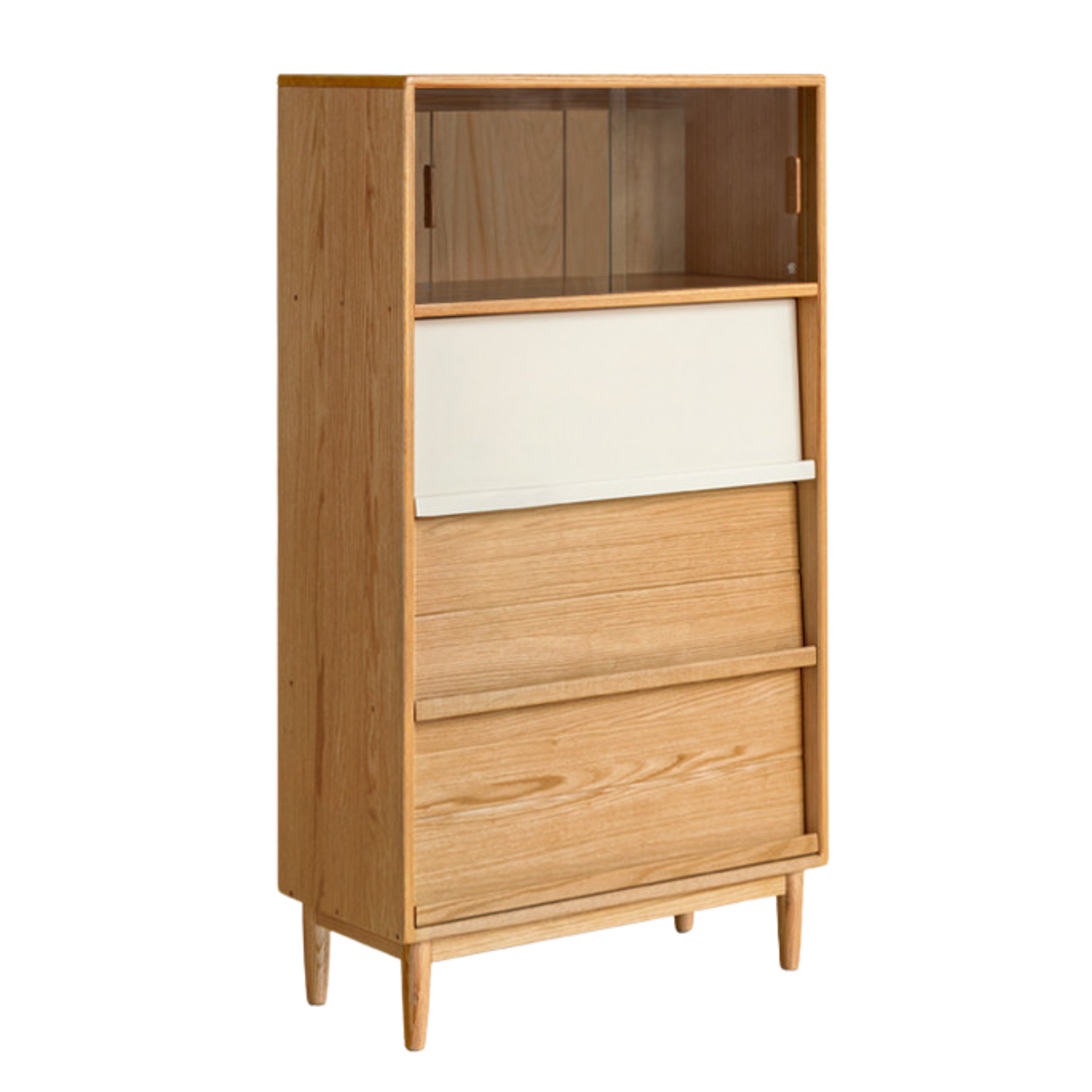 Oak Solid Wood Flip Door Modern Side Cabinet