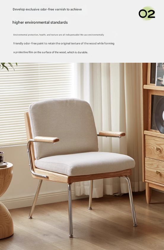 Oak Solid Wood Modern Minimalist Soft Office Chair