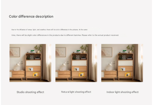 Oak Solid Wood Flip Door Modern Side Cabinet