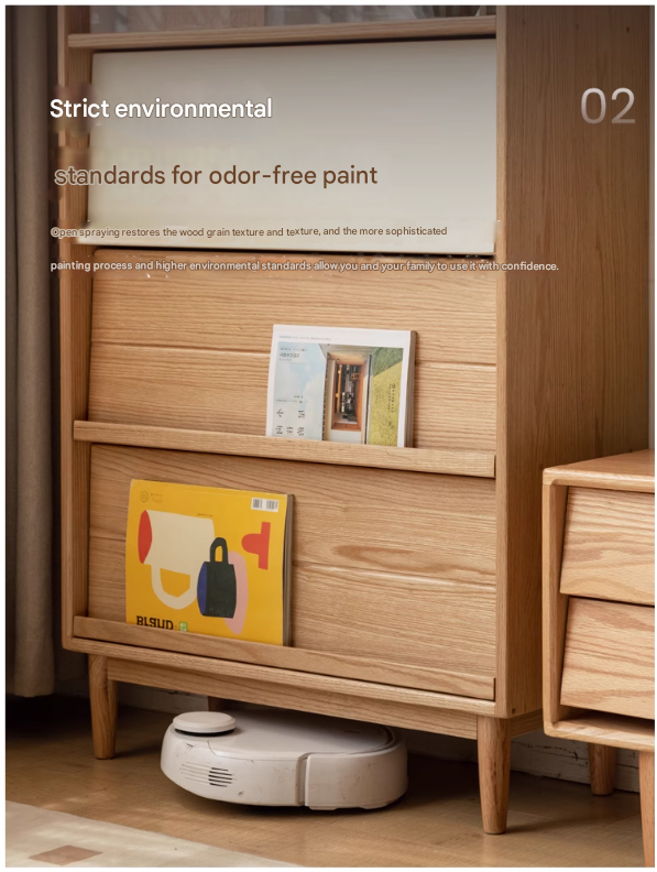 Oak Solid Wood Flip Door Modern Side Cabinet