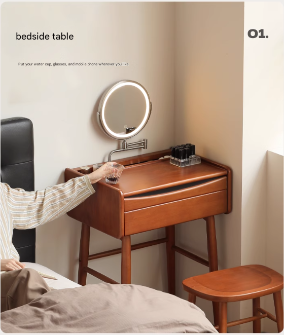 Poplar Solid Wood Multi Functional Retro Dressing Table