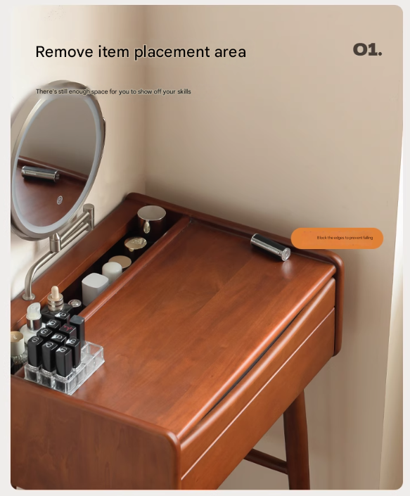 Poplar Solid Wood Multi Functional Retro Dressing Table