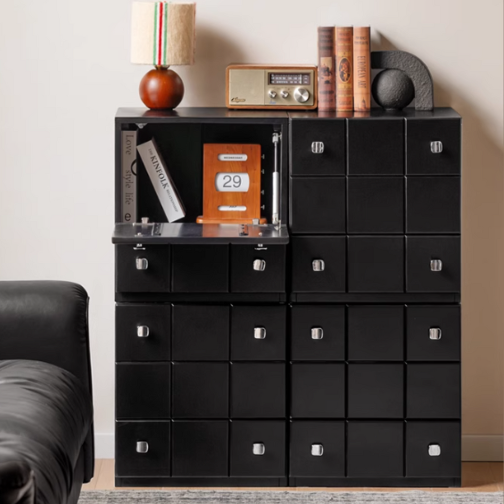 Solid Rubberwood Modern Modular Drawer Cabinet