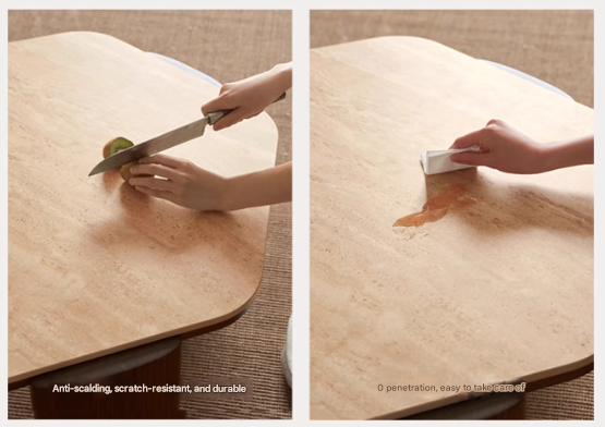 Sandalwood, Black Walnut Solid Wood Rock Plate Coffee Table