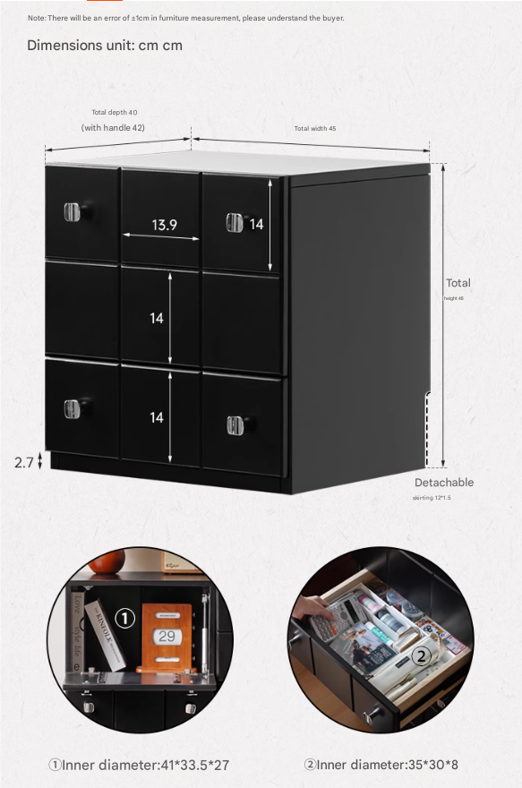 Solid Rubberwood Modern Modular Drawer Cabinet
