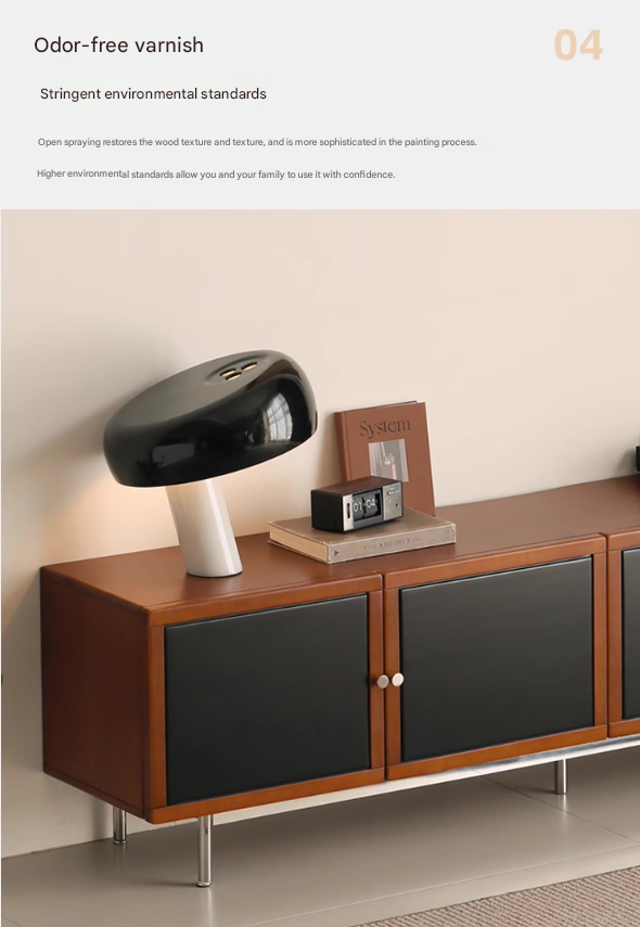 Poplar Solid Wood Bauhaus Storage Floor TV Cabinet