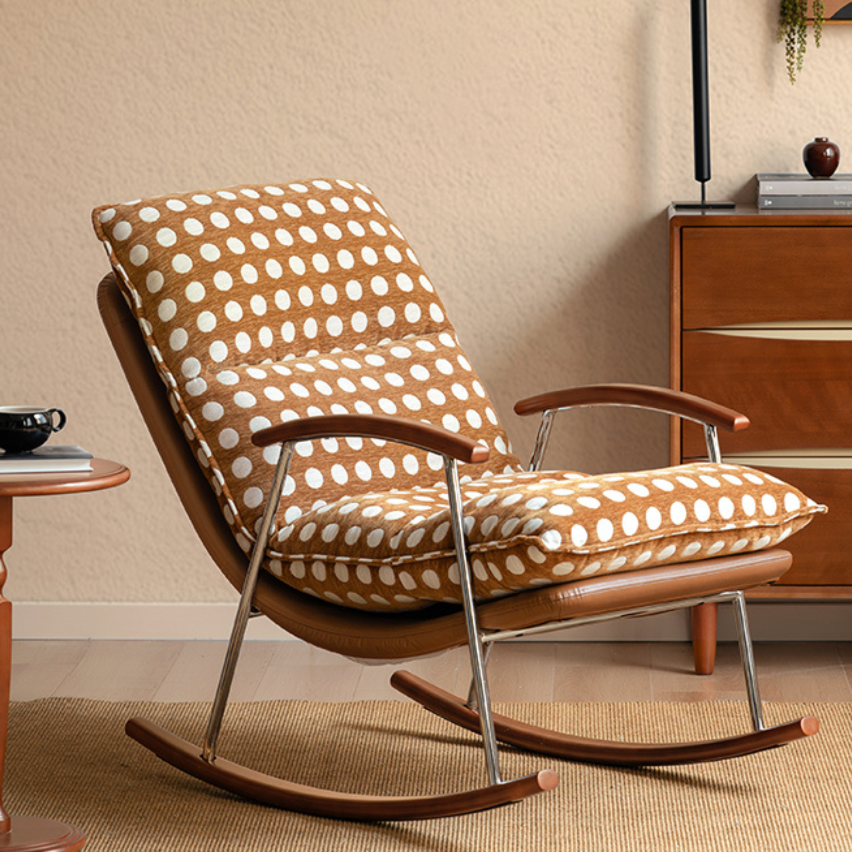 Fabric medieval style rocking chair