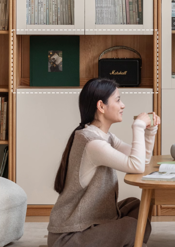 Oak Solid Wood Bookcase Storage Style Floor High