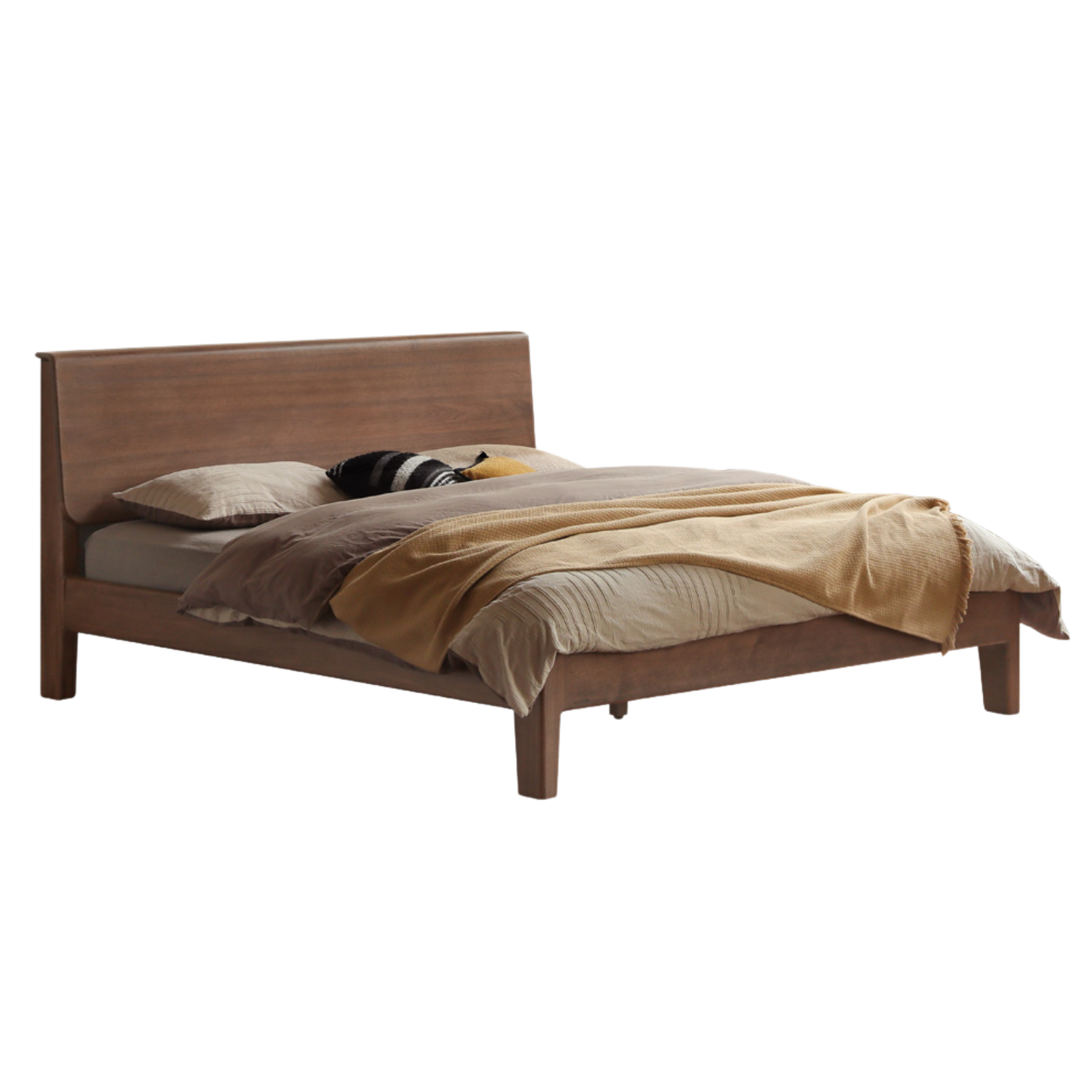 Black Walnut Solid wood bed Nordic modern