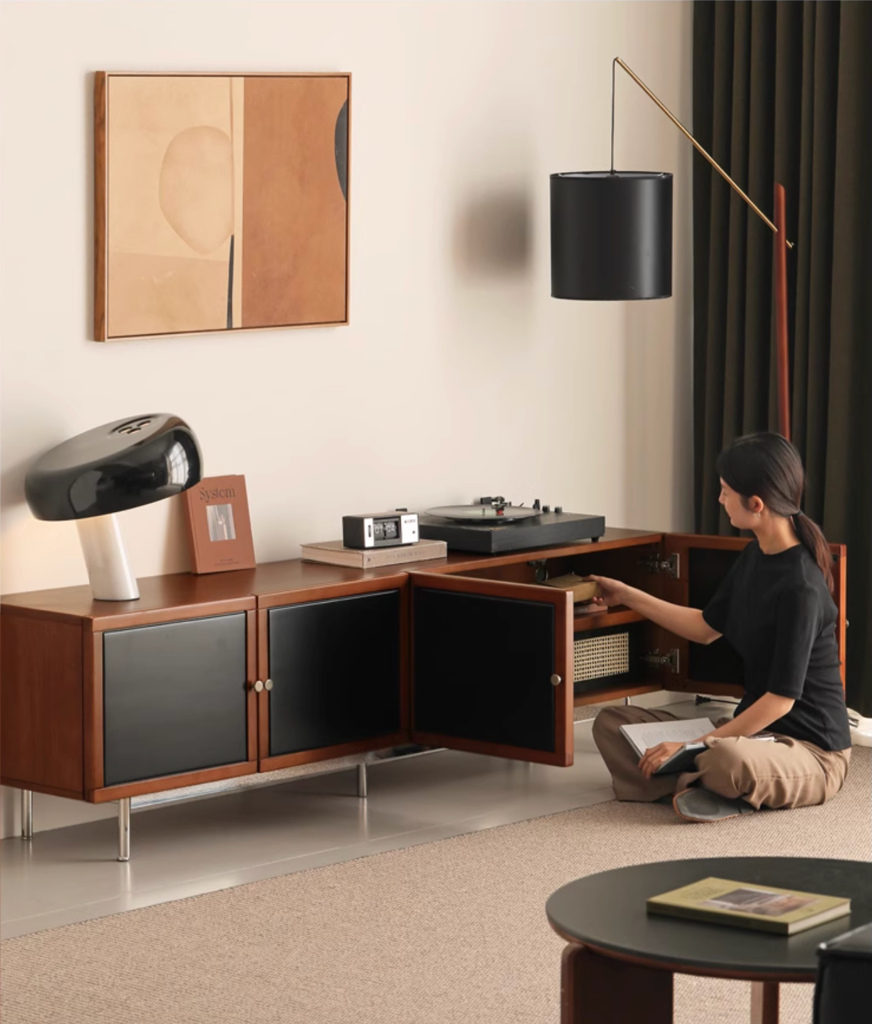 Poplar Solid Wood Bauhaus TV Stand