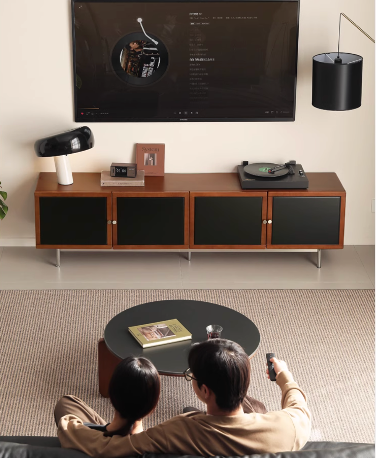 Poplar Solid Wood Bauhaus TV Stand