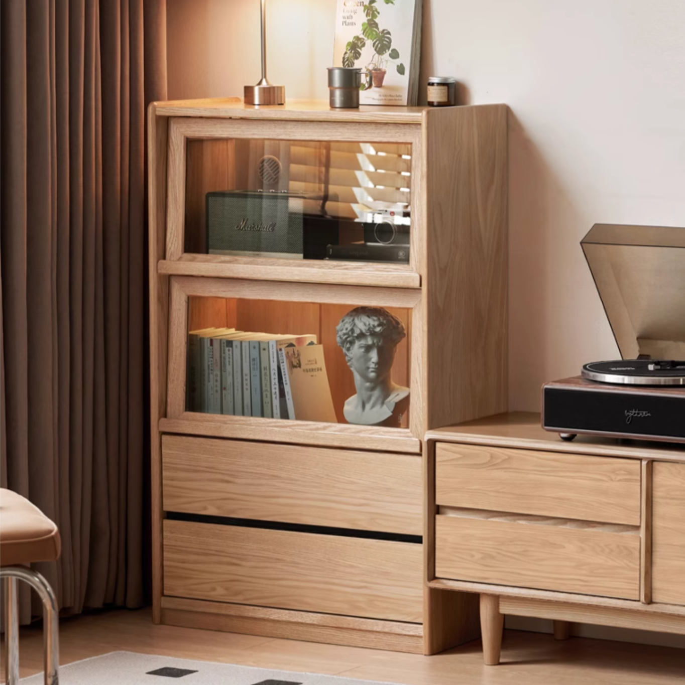 Ash Solid Wood Modern Side Cabinet