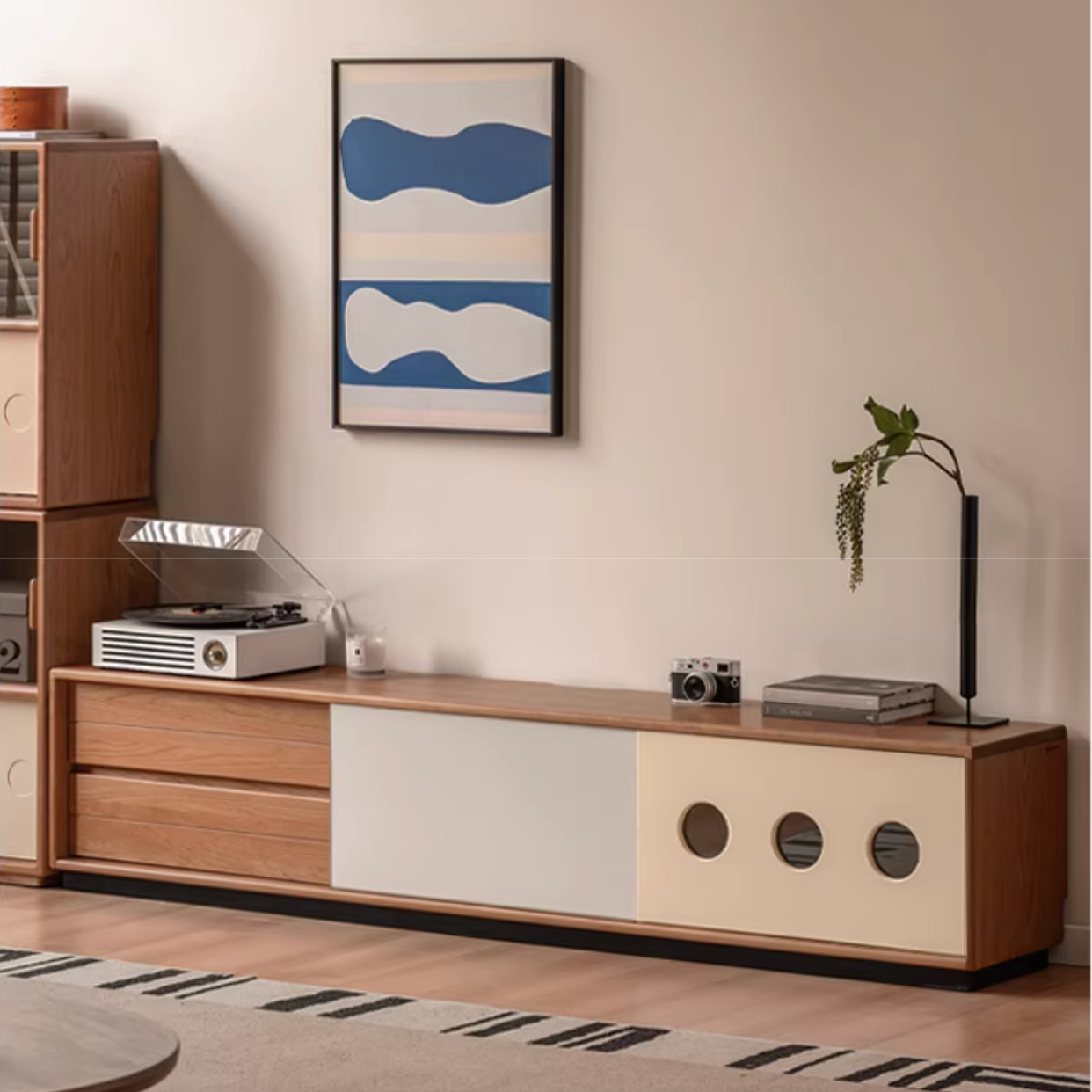 Cherry Solid Wood Antique Style TV Stand