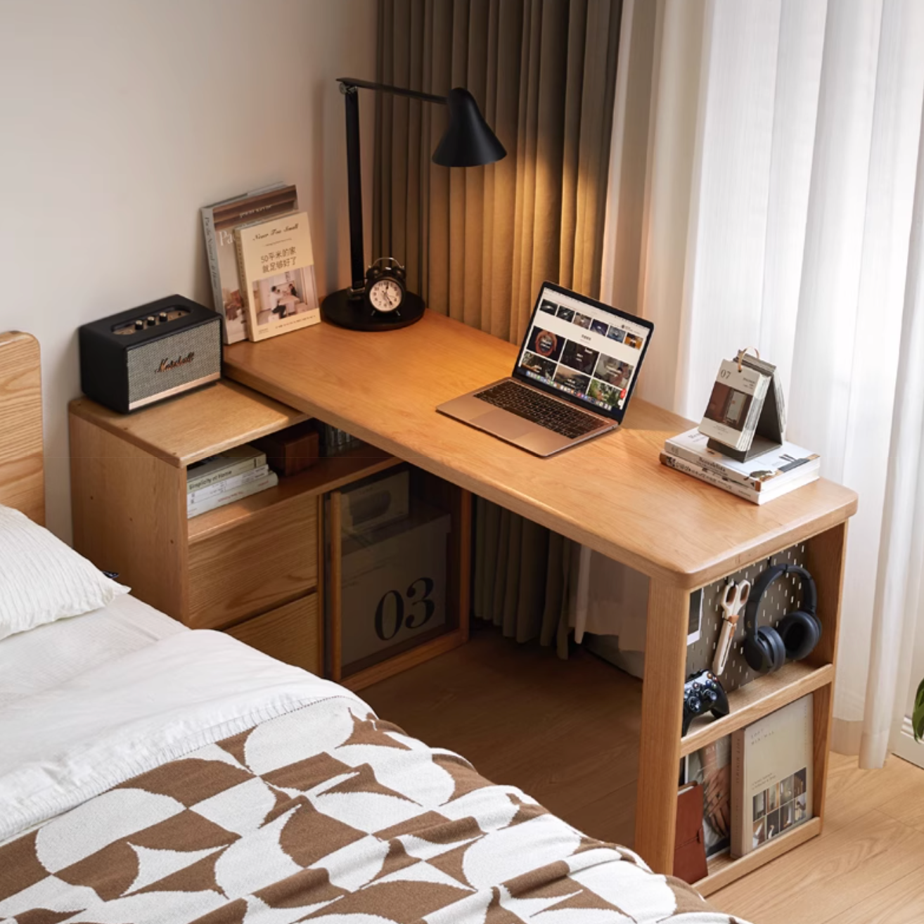 Oak Solid Wood Corner Office Desk