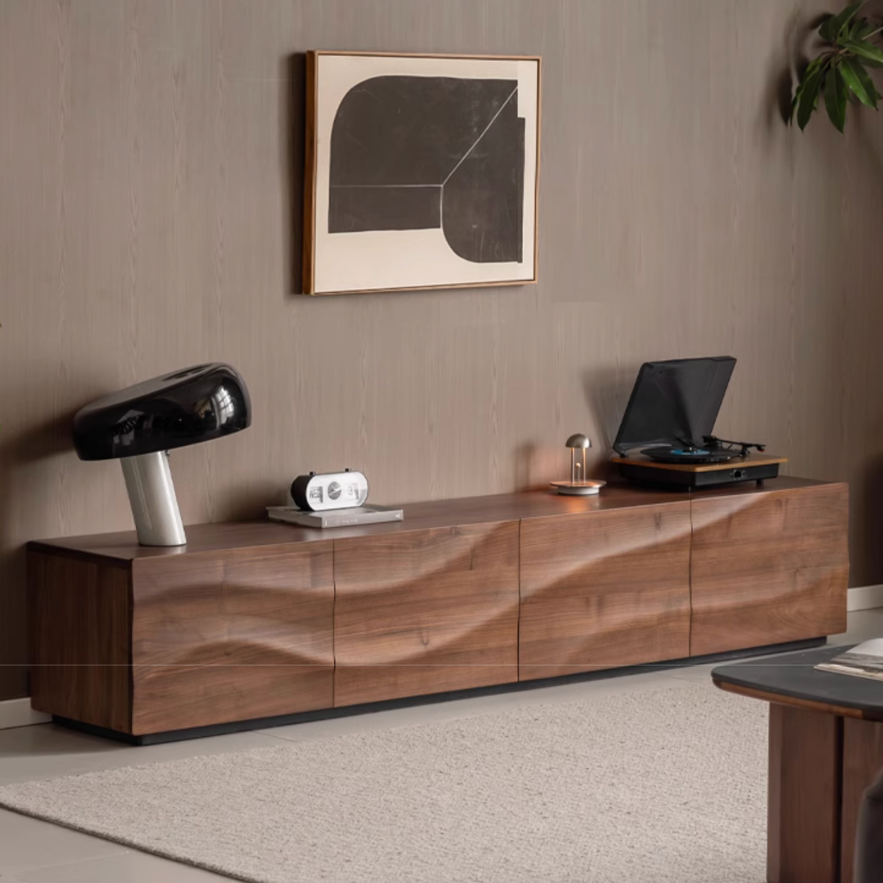 Black Walnut, Sandal Solid Wood Italian Light Luxury Style TV Stand