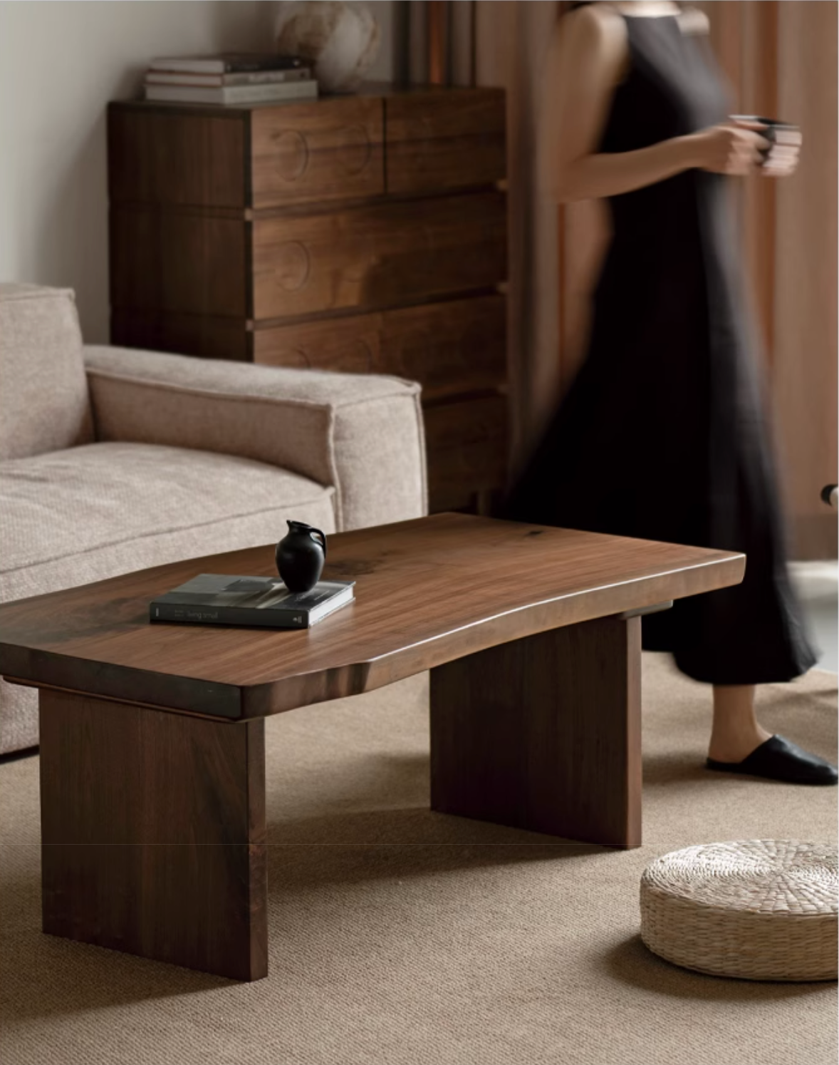 Black Walnut Solid Wood Wabi Sabi Style Coffee Table