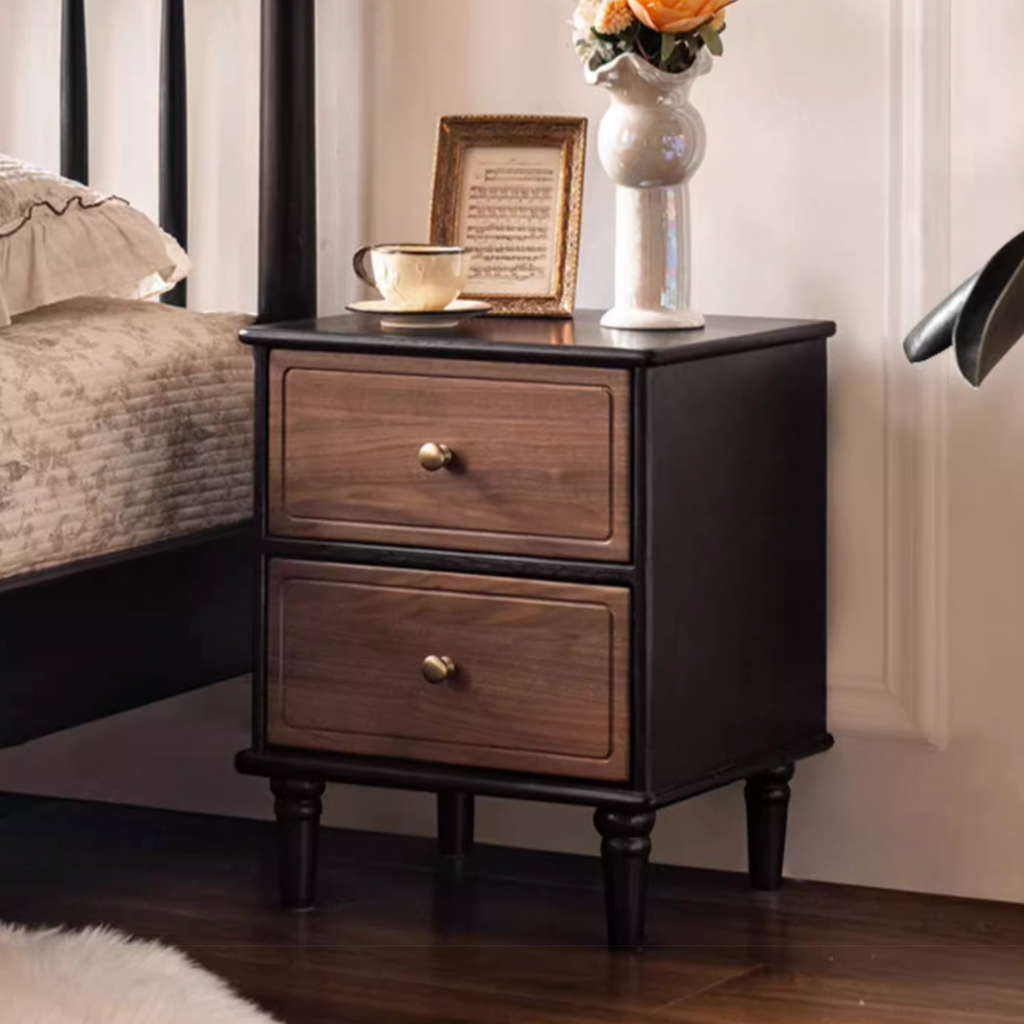 Black Walnut American Retro Style Solid Wood Nightstand