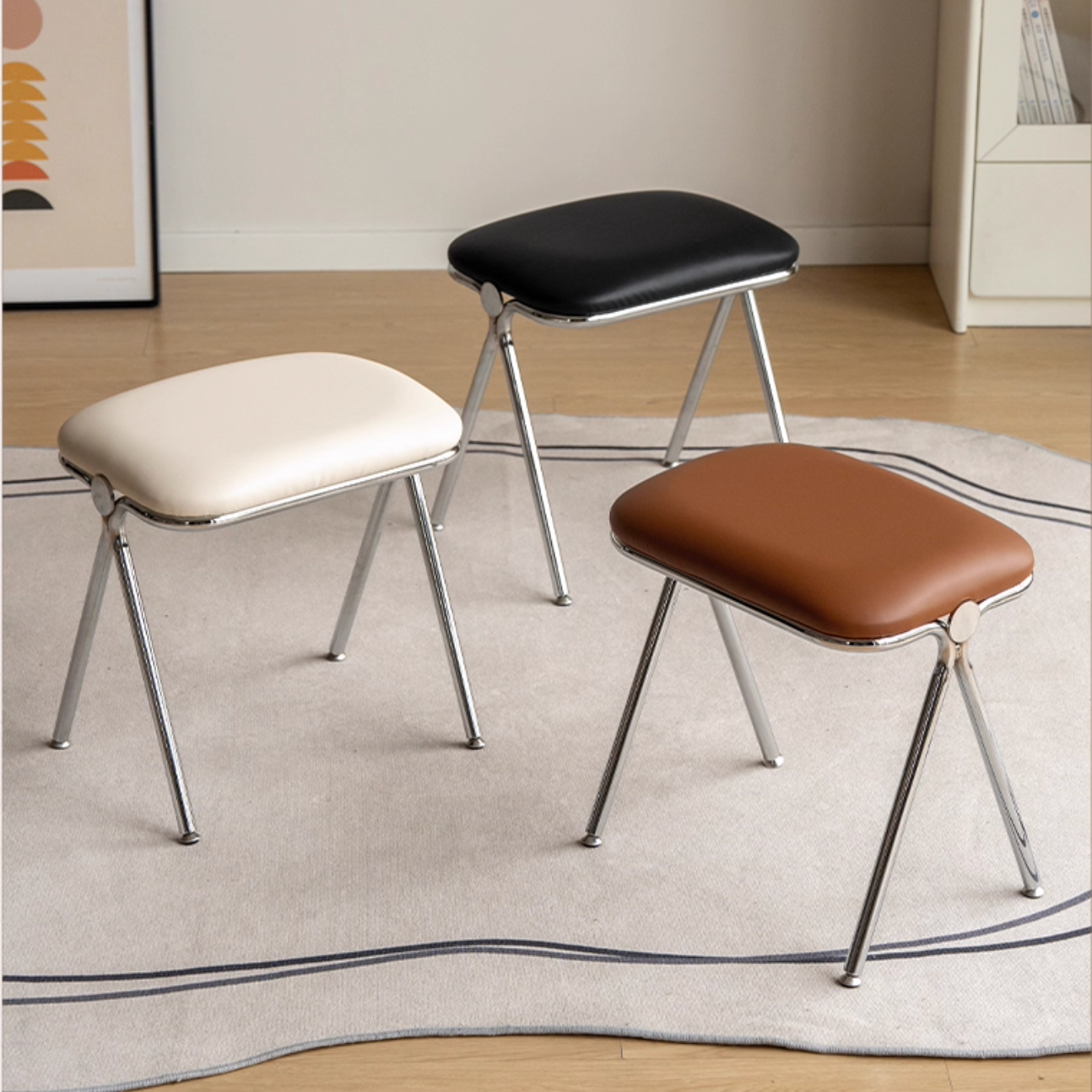 Leather Soft Padded Makeup Stool