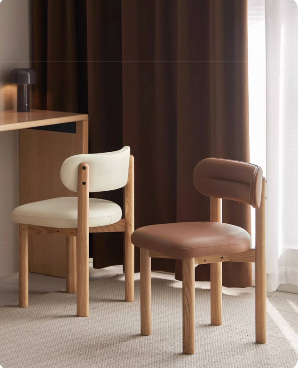 Ash Solid Wood Modern Style Makeup Chair