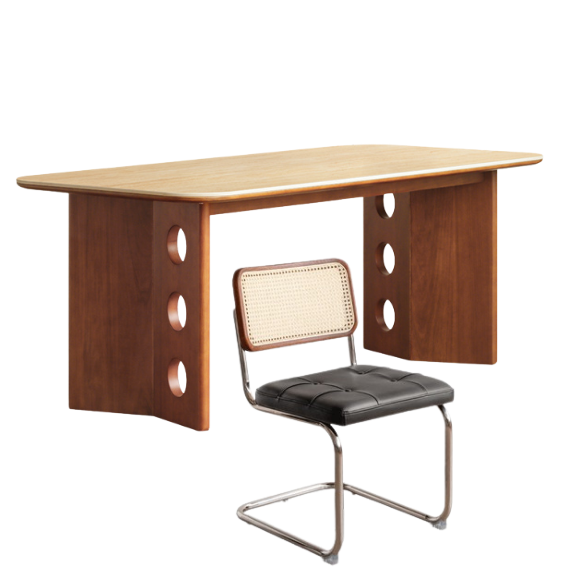 Poplar Solid Wood Medieval Style Rock Plate Dining Table