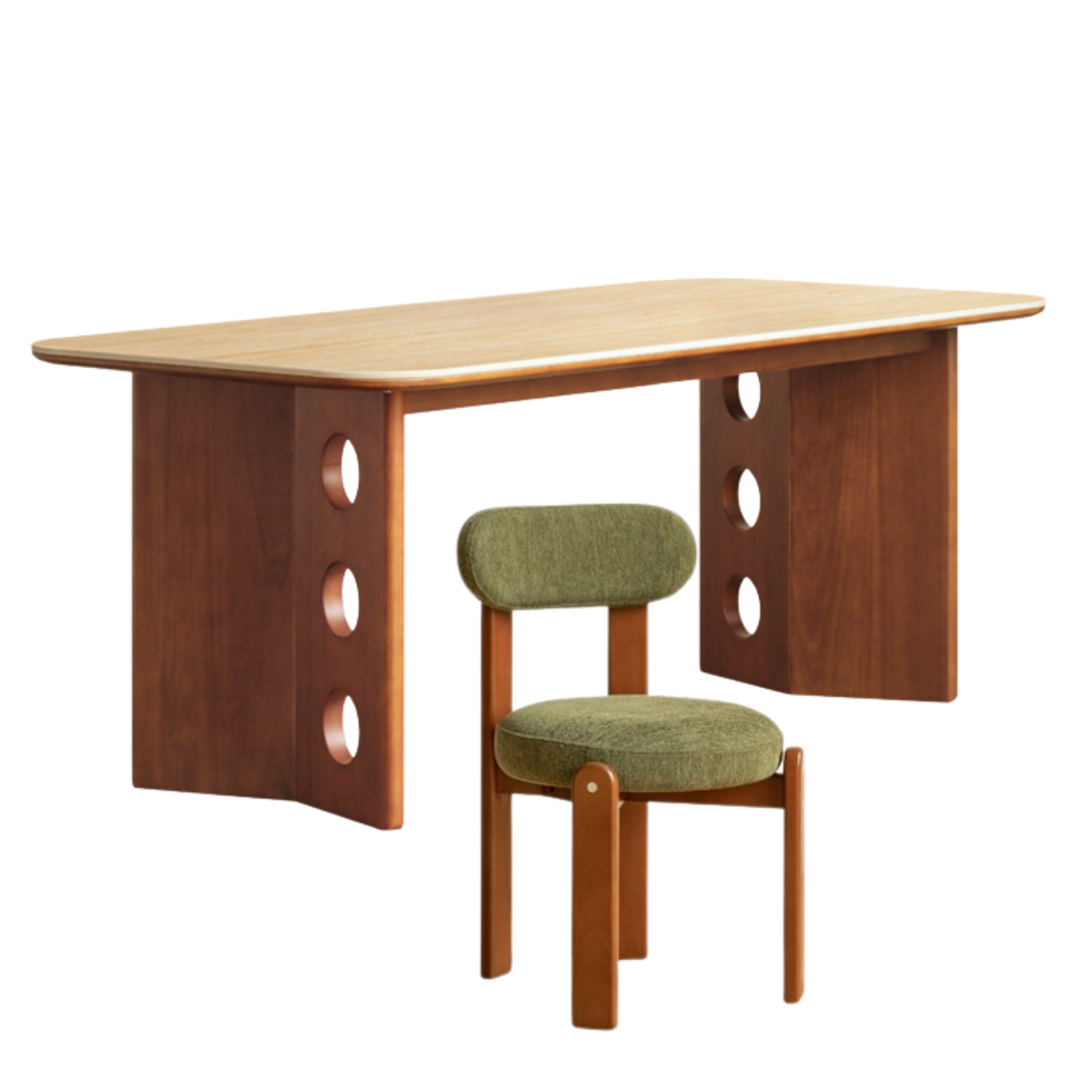 Poplar Solid Wood Medieval Style Rock Plate Dining Table