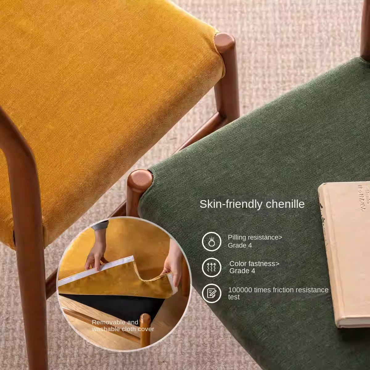 Set 4 pcs Beech Solid Wood Retro Style Dining Chair