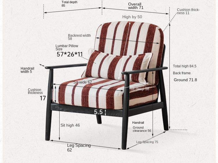 Oak Solid Wood French Retro Single Chair