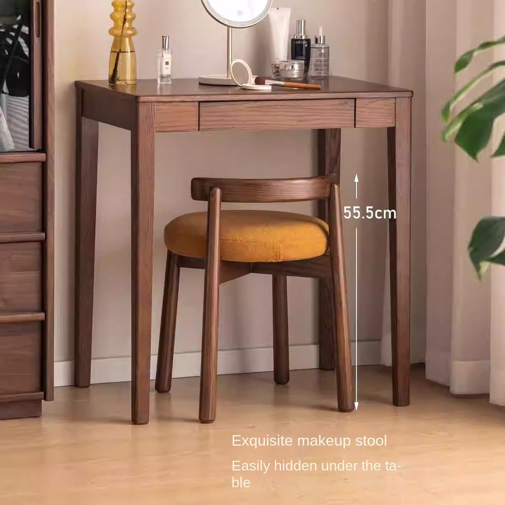 Black Walnut, Oak Solid Wood, Solid RubberWood Makeup Stool