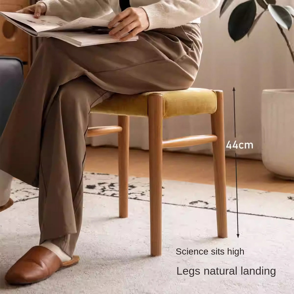 Cherry, Oak Solid Wood Retro Makeup Stool