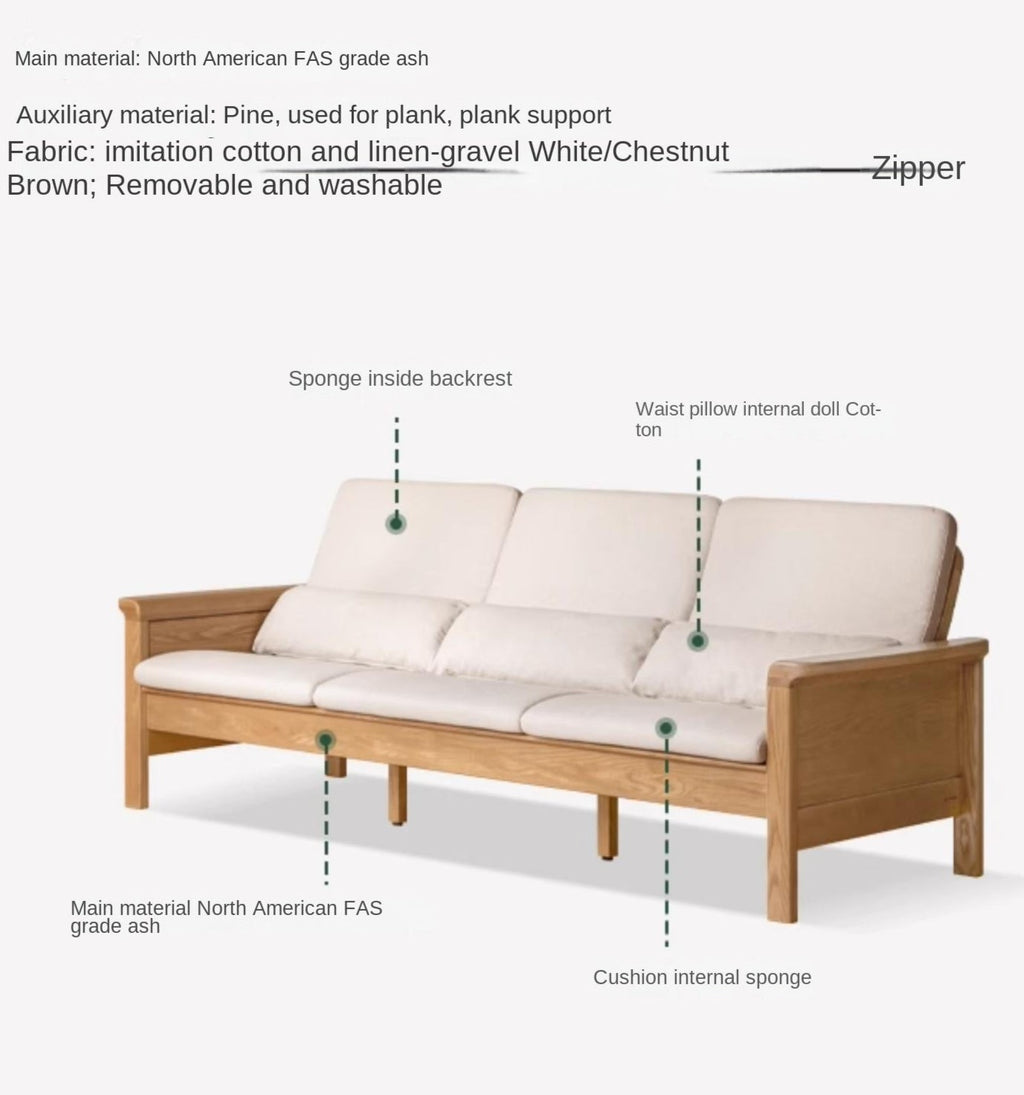 Ash Solid Wood Dual-purpose Fabric Sofa.