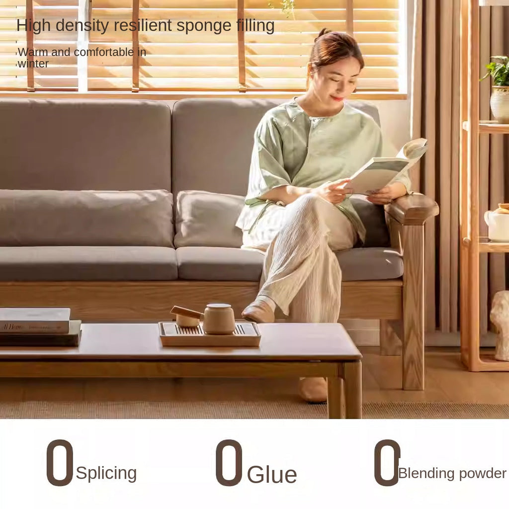 Ash Solid Wood Dual-purpose Fabric Sofa.