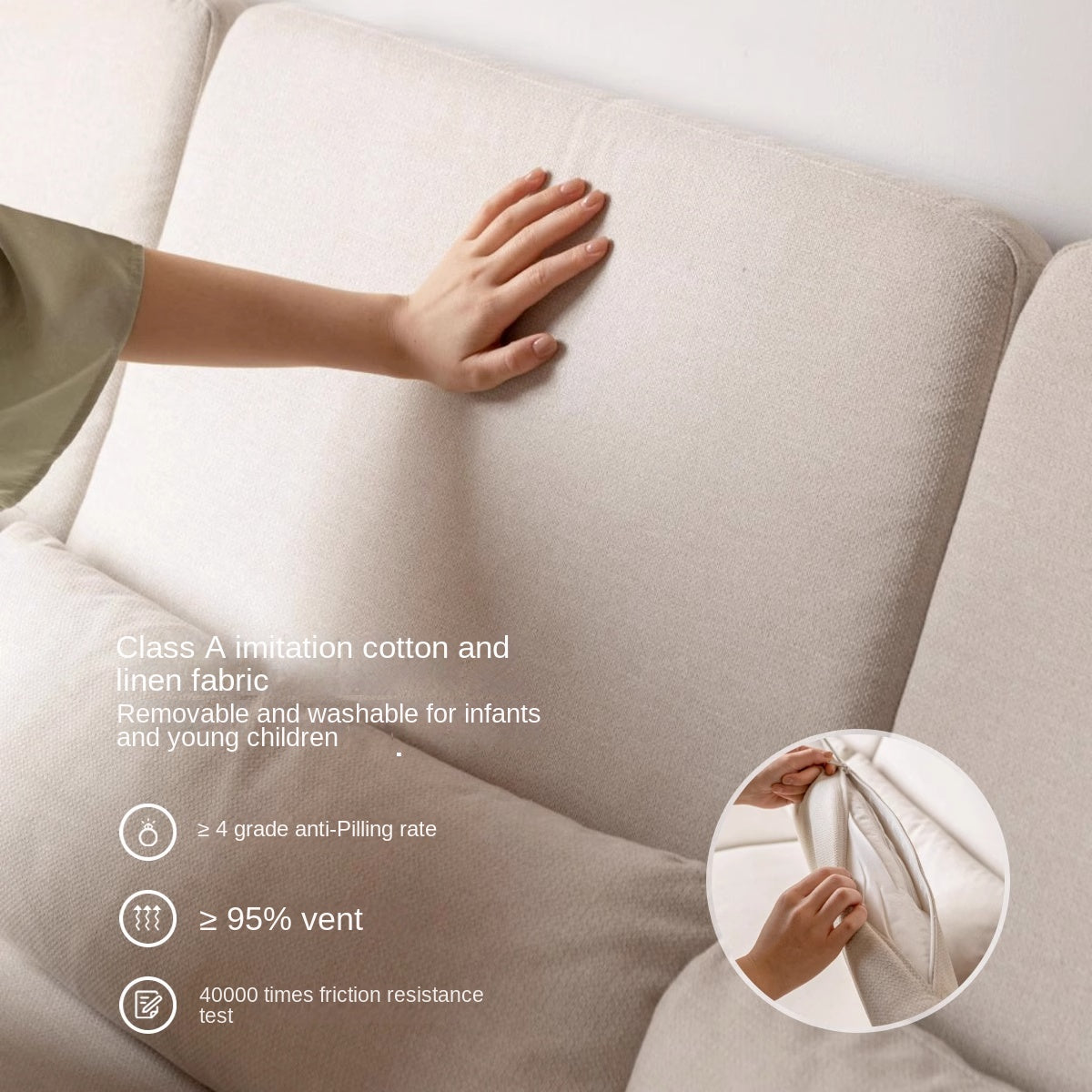 Ash Solid Wood Dual-purpose Fabric Sofa.