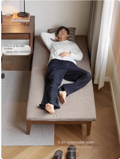 Oak, Solid RubberWood, Beech Solid Wood Sofa Bed Folding Single Bed