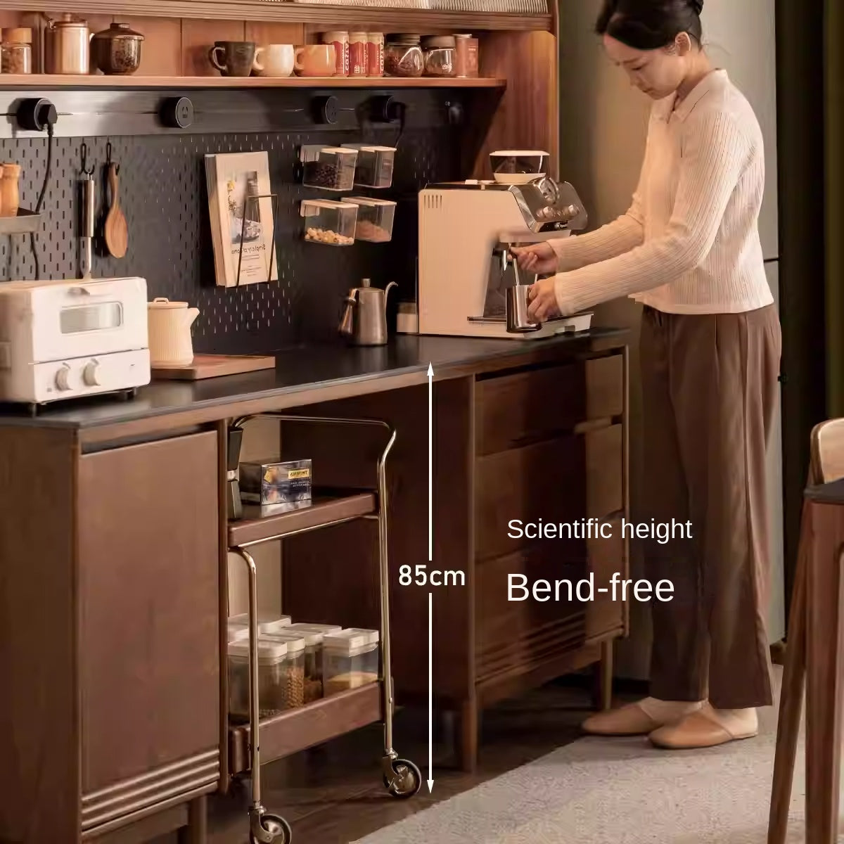 Black Walnut, Oak Solid Wood Light Luxury Style Rock Plate Storage Cabinet