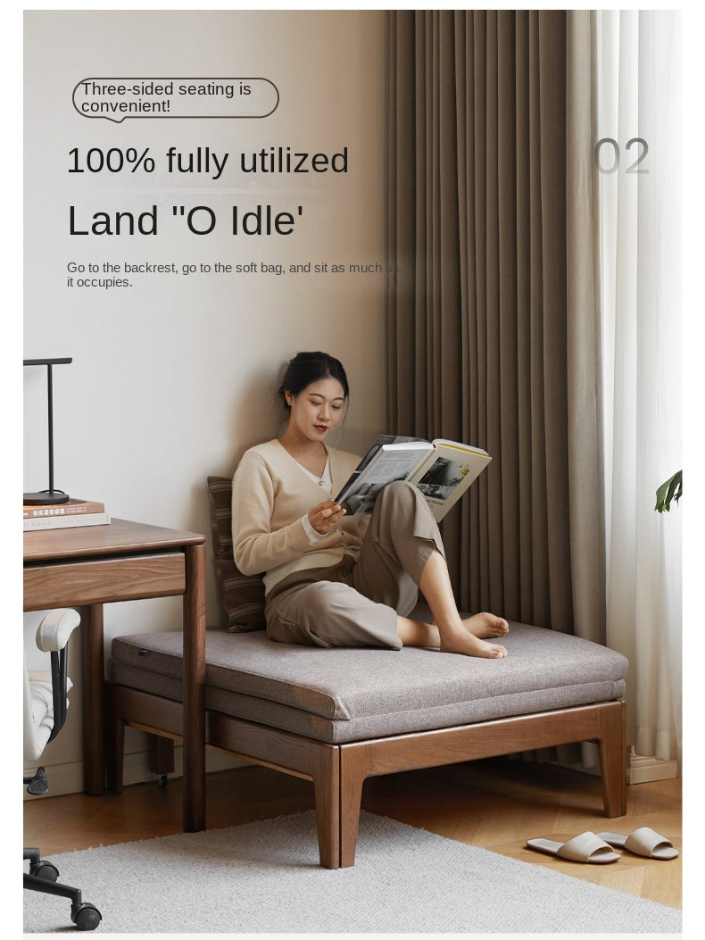 Oak, Solid RubberWood, Beech Solid Wood Sofa Bed Folding Single Bed