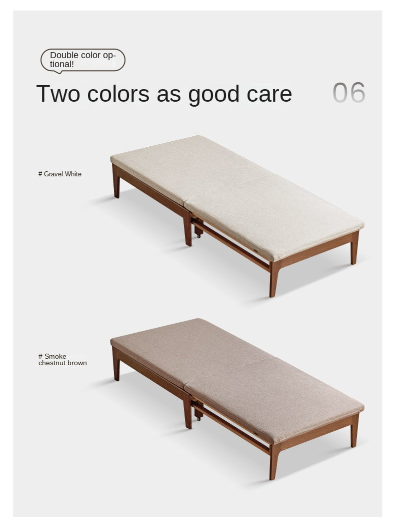 Oak, Solid RubberWood, Beech Solid Wood Sofa Bed Folding Single Bed