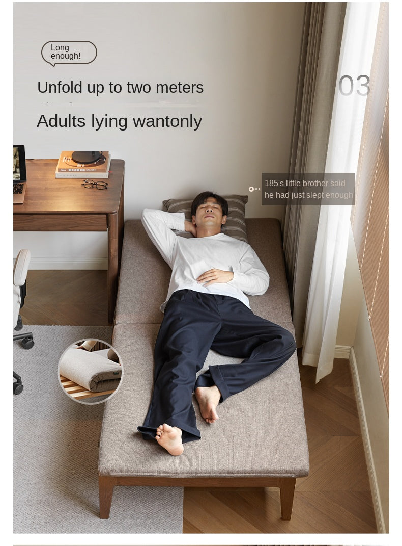 Oak, Solid RubberWood, Beech Solid Wood Sofa Bed Folding Single Bed