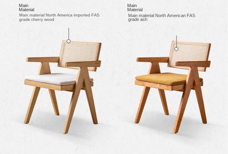 Ash, Oak, Cherry Solid Wood Light Luxury Leisure Dining Chair