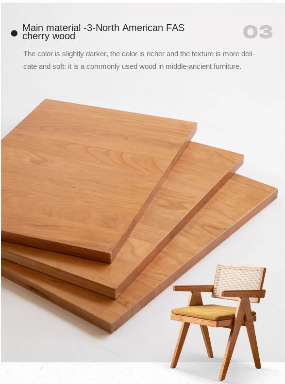 Ash, Oak, Cherry Solid Wood Light Luxury Leisure Dining Chair