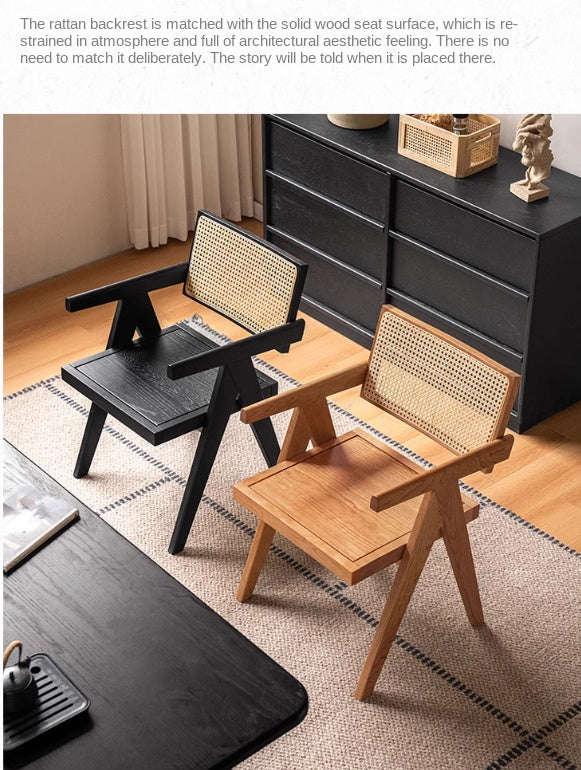 Ash, Oak, Cherry Solid Wood Light Luxury Leisure Dining Chair