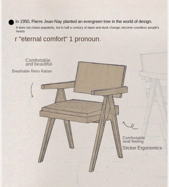 Ash, Oak, Cherry Solid Wood Light Luxury Leisure Dining Chair