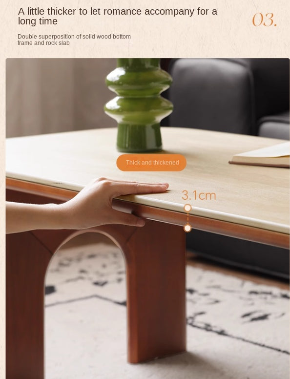 Tulip Solid Wood French Retro Rock Plate Coffee Table.