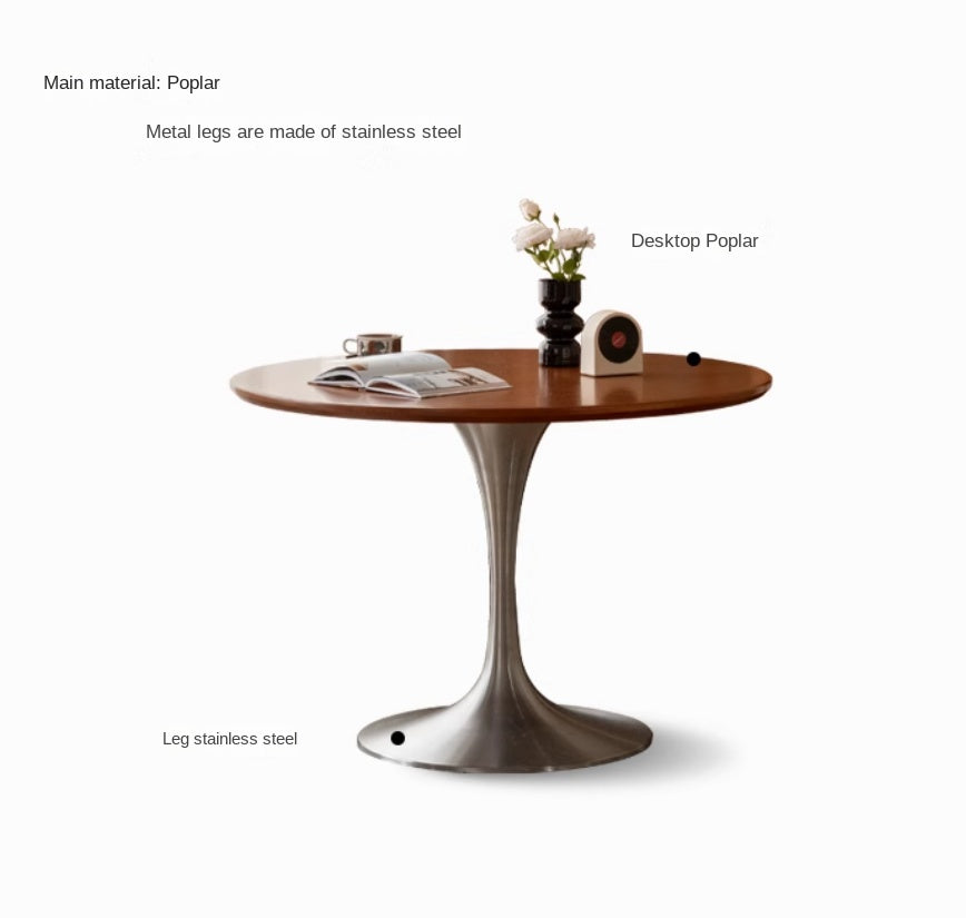 Poplar Solid Wood Antique Style Round Bauhaus Tea Table