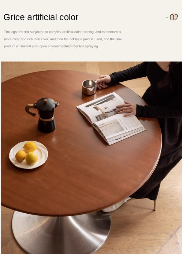 Poplar Solid Wood Antique Style Round Bauhaus Tea Table