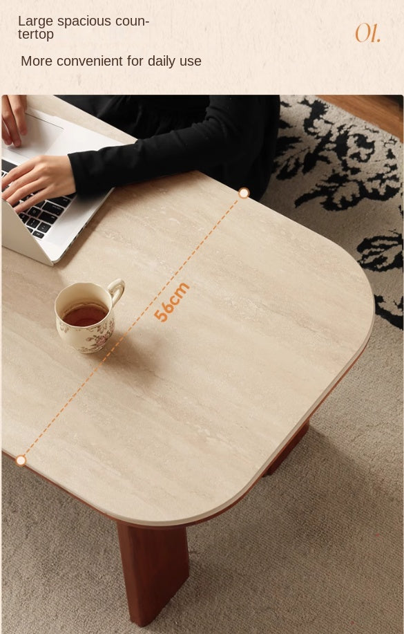 Tulip Solid Wood French Retro Rock Plate Coffee Table.