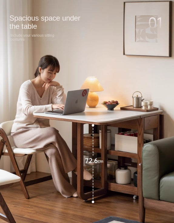 Oak Solid Wood Folding Rock Dining Table