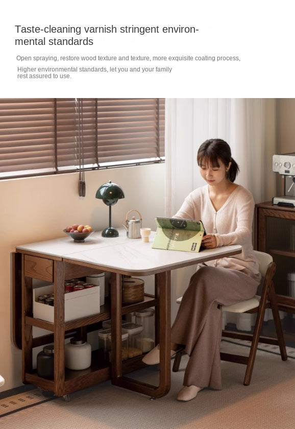 Oak Solid Wood Folding Rock Dining Table