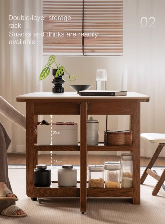 Oak Solid Wood Folding Rock Dining Table