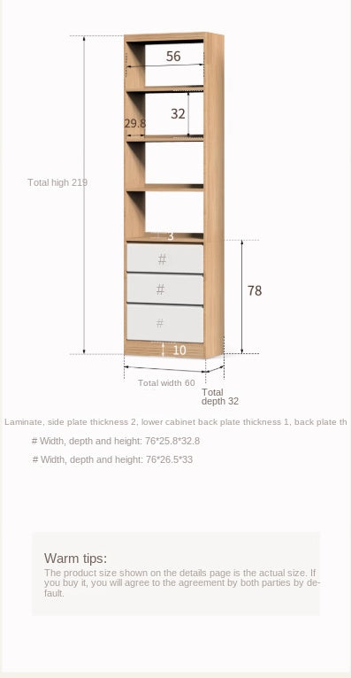 Oak Solid Wood Cream Wind Floor Bookshelves