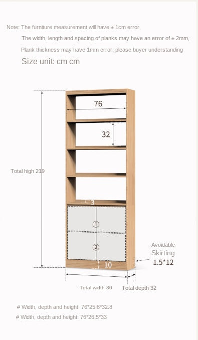 Oak Solid Wood Cream Wind Floor Bookshelves